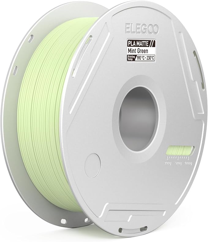 ELEGOO Matte PLA 3D Printer Filament with Reusable Spool，1.75 mm Printing Filament Mint Green 1 kg, Dimensional Accuracy +/- 0.02 mm, Compatible with Most 3D Printers