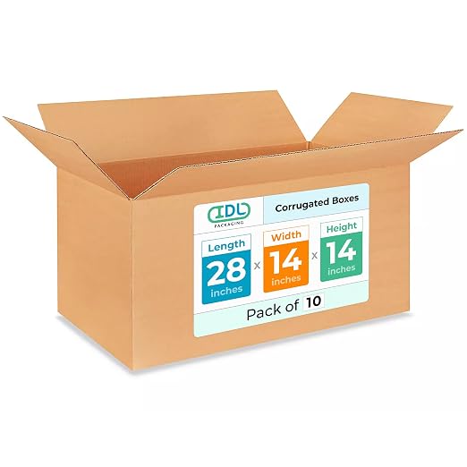 Extra Large Shipping & Moving Boxes 28x14x14 inches (10-Pack) - Extra Strength 200 lb vs Regular - USA-Made Corrugated Durable Packing Boxes - Large Cardboard Moving Box by IDL Packaging