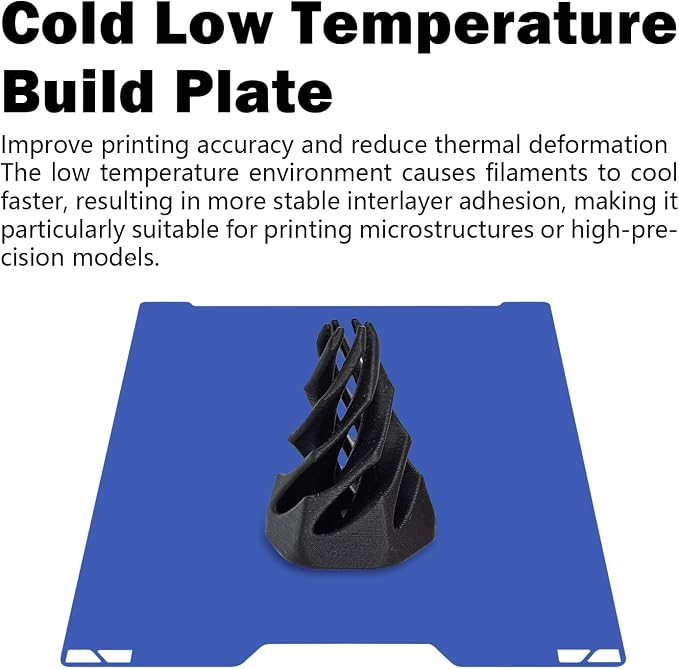H2C Cool Build Plate No Heating No Glue for Bambu Lab H2C 335x346.5mm, 3D Printer Smooth PEI Blue Double Sided Platform Surface Sheet Platform Flexible Removable Heated Bed 3D Printing Mat