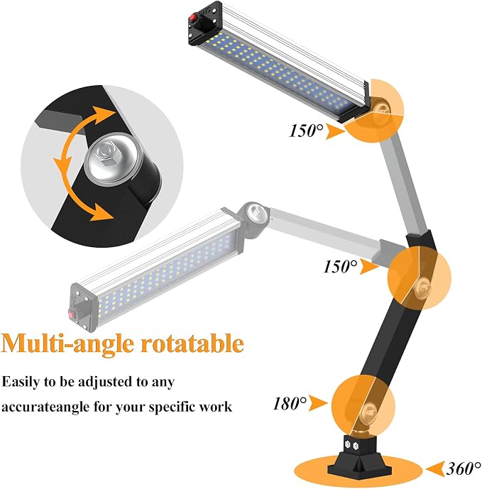 LED Machine Work Light 120V 16W Waterproof Aluminum Alloy Long Arm for CNC Lathe Drill Table Industrial Lighting