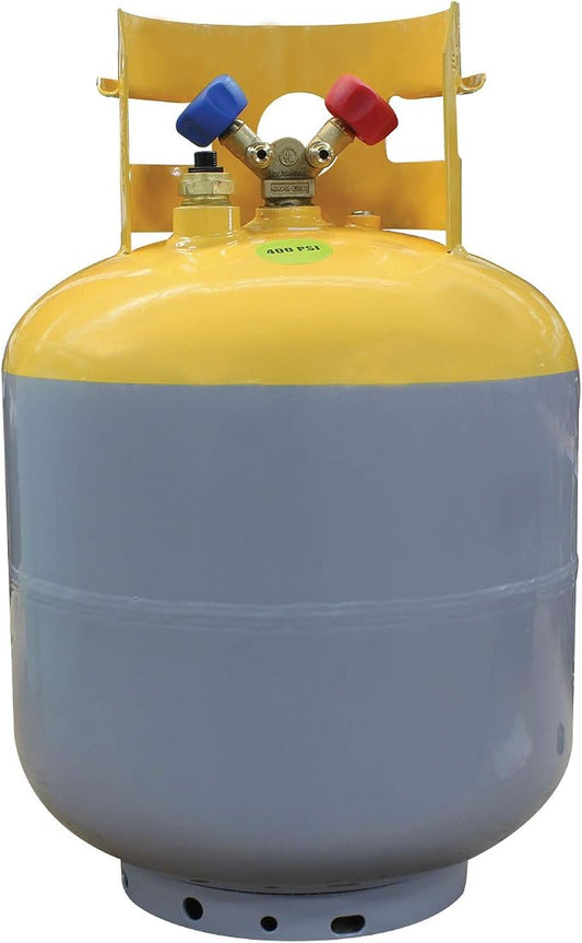 Mastercool 66011 50 lb. Recovery Tank for R134a – Meets DOT and CAN/CSA Standards – Powder-Coated Steel, Includes Float Switch, No Refrigerant