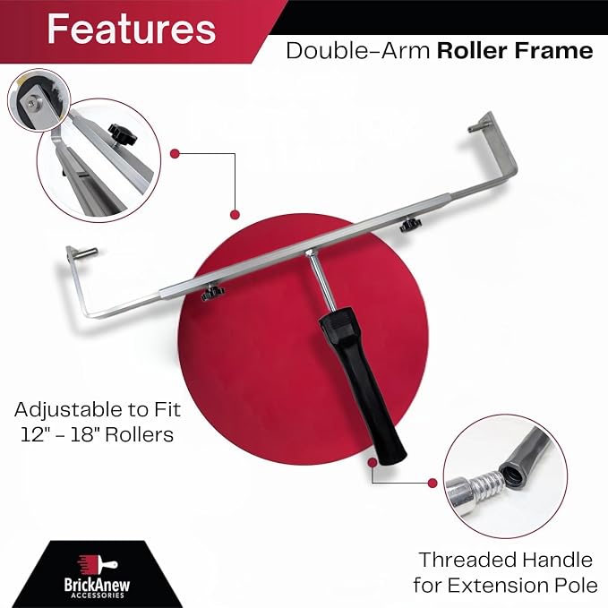 18" Paint Roller Kit with Extension Pole - Includes 3ft Adjustable Telescopic Pole, 12"-18" Adjustable Roller Frame, (4) 18" Roller Covers | Interior & Exterior Paint Supplies