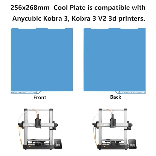 Kobra 3 Dual Side Low Temperature Cold Printing Build Plate, 3D Printer Double Sided Textrued Platform with Identification Code for Anycubic Kobra 3 V2 256x268mm