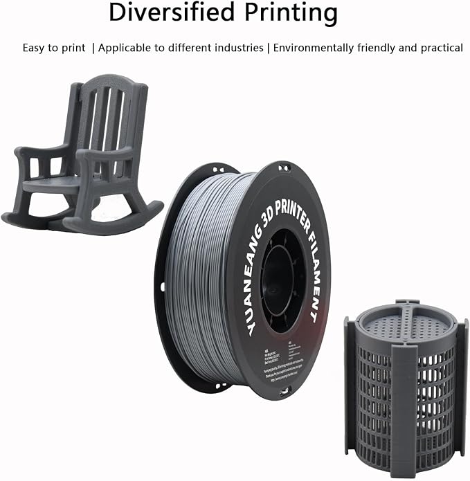 ABS 3D Printer Filament 1.75mm Gray, 1kg Spool, Strong & Durable ABS Material, High Heat Resistance, Low Warping, ±0.03mm Precision, Ideal for Functional Parts, Prototypes