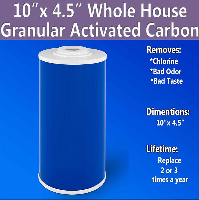 10" x 4.5" Big Granular Activated Carbon Filter Cartridge WELL-MATCHED with CBC Series, WFHDC8001, EP and EPM Series (Pack of 2)