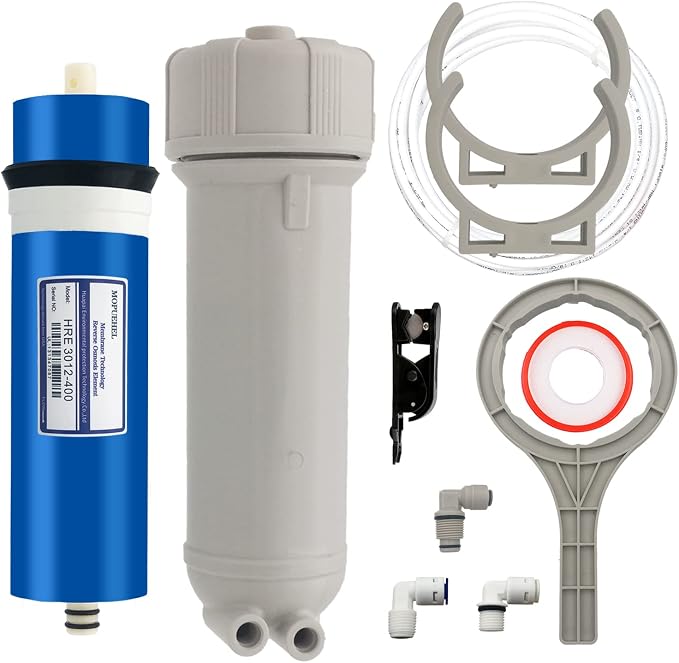 400 GPD RO Membrane with Reverse Osmosis Membrane Housing Set, Reverse Osmosis Filter Replacement Kit, RO Membrane Housing Set for DIY RO Water System & Maple Syrup Reverse Osmosis System
