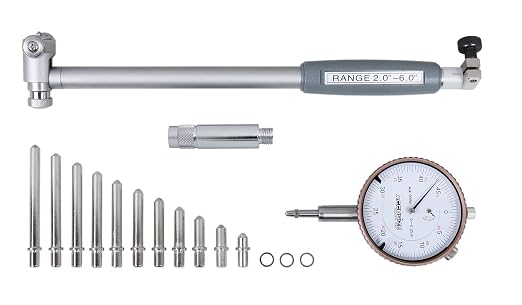 Accusize Industrial Tools 2-6'' by 0.0005'' Dial Bore Gage, Stem Length 6'', Ee20-5006 | 6" Stem Length, Self-Centering, Chrome-Plated Handle, Insulated Grip