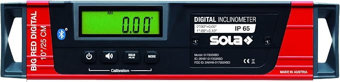 SOLA LSB10DBT Digital Level & Inclinometer with Bluetooth, Big Red, 10-inch