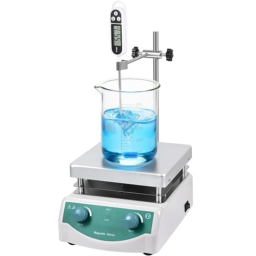 Magnetic Stirrer Hot Plate, Mixer with 5L Stirring Capacity, Up to 520°F, 0-2000 RPM Adjustable Speed, 6.7 x 6.7 inch Hot Plate, Includes Magnetic Stir Bar & Support Stand