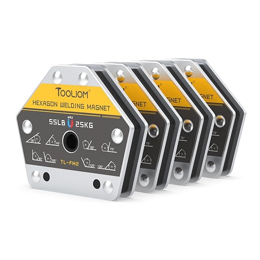 TOOLIOM Hexagon Welding Magnets Multi-Angle Strong Magnetic Welding Holder 55LB 4PCS Pull Force Holding Power Welding Accessories