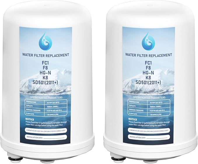 HG-N FC1 F8 Water Filter Replacement Compatible with Enagic Leveluk F8 and HG-N Filters for K8 and SD501 (2011+), JRIV Machine Machines, 2 Pack
