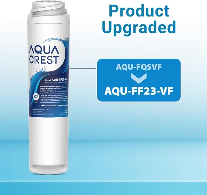 AQUA CREST FQSLF, FQSVF NSF/ANSI 401 Certified, Replacement for GE FQSLF, FQSVF, FQSVN, FQROPF, GXSV65R, Reduces PFAS, PFOA/PFOS (4 Pack)