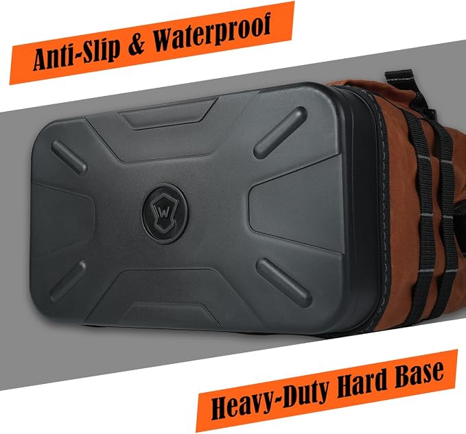 WELKINLAND 22-Pockets Hard Bottom Tool Bag, 14-Inch Waxed Canvas Tools Bag, 25L Heavy Duty Electrician Bags, HVAC Service Bags, Mechanic, Technician Tool Bag