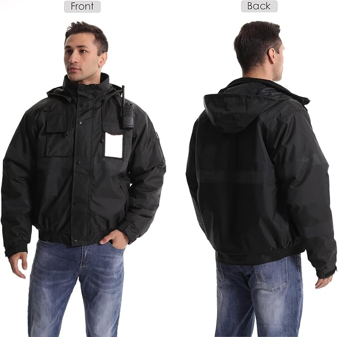 SKSAFETY High Visibility Reflective Jackets for Men, Waterproof Safety Jacket for Men with Pockets, Black Work Construction Coats for Winter Cold Weather,6XL, 1 Pack