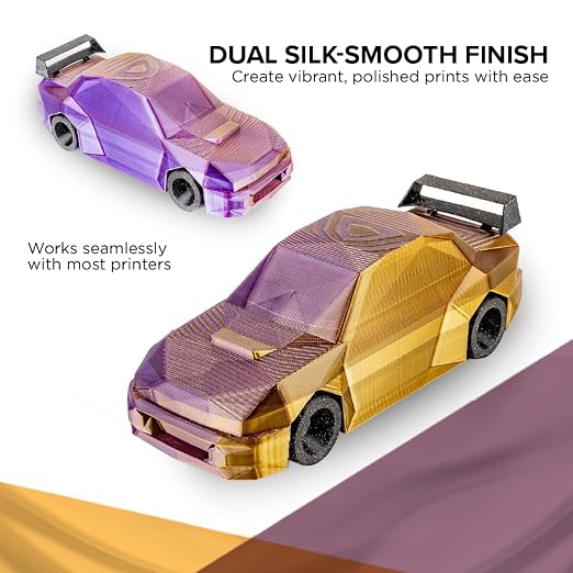 Polymaker Panchroma Dual Silk PLA Filament 1.75mm, 1kg, Sovereign | Neatly Wound, High-Gloss Finish PLA(Gold-Purple), Easy Print & Smooth Feeding, Compatible with Bambu Lab & Most 3D Printers