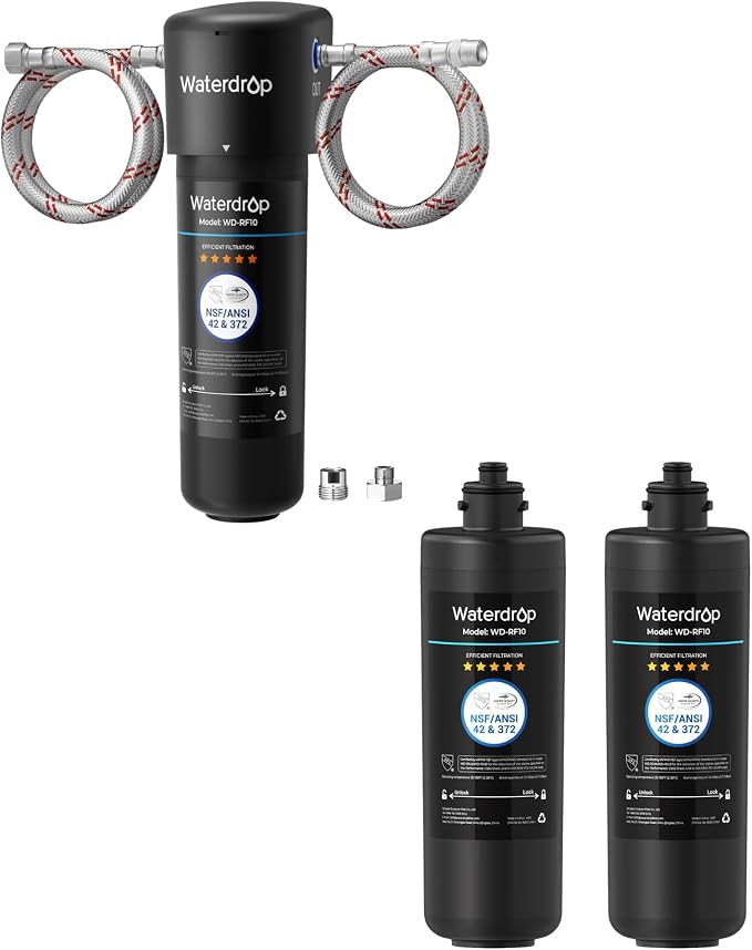 Waterdrop 10UA Under Sink Water Filter System and Waterdrop RF10 Replacement Filter Cartridge for 10UA/10UB Under Sink Water Filter