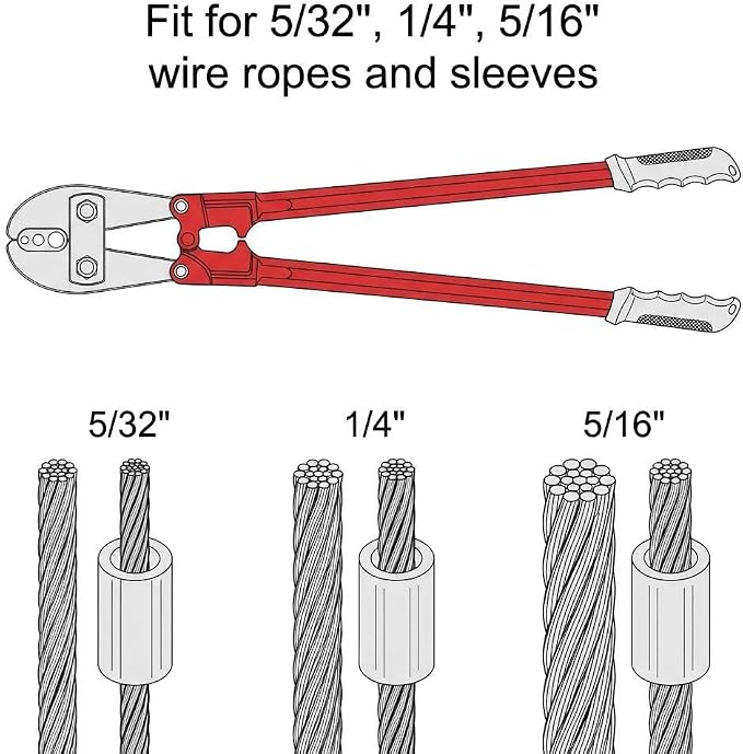 QWORK Hand Swager Crimping Tool 30" – for Aluminum & Copper Sleeves on 5/32", 1/4", 5/16" Wire Ropes