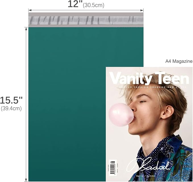 Fuxury Poly Mailers 12x15.5 100 Pcs, Waterproof Shipping Bags for Clothing | Forest Green,Strong Adhesive Shipping Envelopes for Small Business, Self Seal Mailers Poly Bags Mailing Envelopes