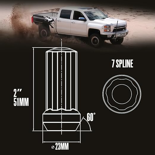 32PCS M14 x 1.5 Black Closed End Wheel Nuts, with 1 Spline Tuner, Compatible with Ford 15-17 F-150 03-16 F-250 F-350 1999-2019 Chevy Silverado Suburban Tahoe