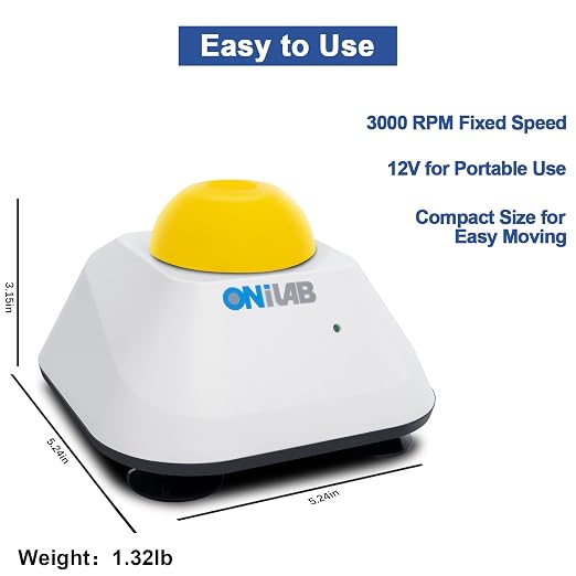 ONiLAB Mini Vortex Mixer with Touch Function, Lab Mixing, Nail Polish, Eyelash Adhesives and Acrylic Paints Mixing, Lab Vortexer with Sturdy Aluminum Cast Base，120pcs 7/32in Mixing Balls,Yellow