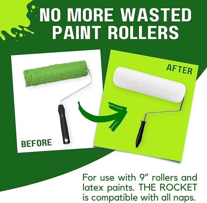 The Rocket Paint Roller Cleaner - Professional Hands-Free Roller Cover Washer for 9 Inch Rollers, Water-Powered Cleaning Tool for Contractors & DIY Painters