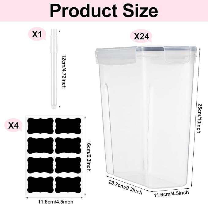 Blushtier 24 Pcs Large Filament Storage Box with Lids 3D Printer Dryer Clear Box Portable Storage with Label for 3D Printing Filaments Sealing and Protection 9.76 * 9.64 * 4.5inch