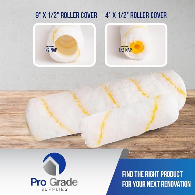Pro Grade Paint Roller Kit, Brush & Roller,10 Piece Set, Wall Painting Naps for Professionals & Homeowners - All Paints & Stains, Washable, Reusable, Easy to Clean, Superior Absorbency.