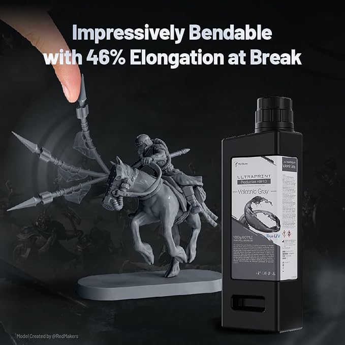 PAF10 3D Printer Resin, UltraPrint Production Flexible, Durable and PVC-Like Resin with Excellent Breakage Resistance and Strong Anti-Aging Properties(Volcanic Grey)