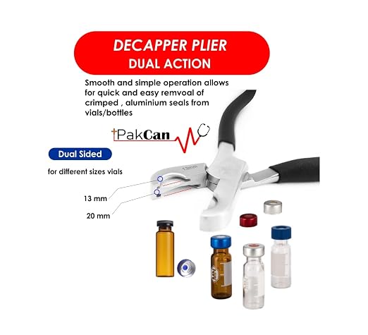 Dual Action Vial Decapper for 11 mm and 20 mm Crimped Vials and Bottles