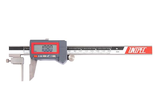 Digital Tube Thickness Caliper 0-150mm / 0-6" | IP54 Coolant & Fluid Resistant, ±0.02mm Accuracy, 0.01mm/0.0005" Resolution, Locking Dial for Measured Value Fixation