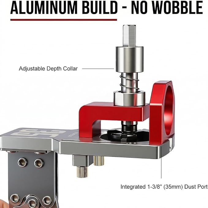 RUITOOL 35mm Concealed Hinge Jig System, Cabinet Door Mounting Jig & Door Installation Kit with Secure Clamp and Dust Port, Aluminum Hardware Hole Puncher with Modular Extension Ruler