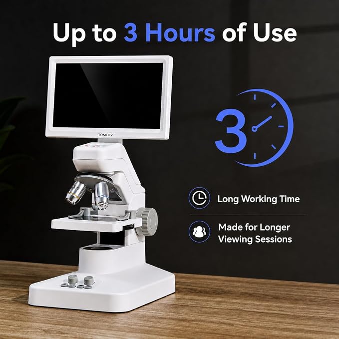 TOMLOV DM301 Pro Microscope for Kids Adults Students, Digital Microscope with 7" Screen, TV & PC Display, Wireless Biological Educational Science Scope Camera with Slides Kits for Classroom Home Lab