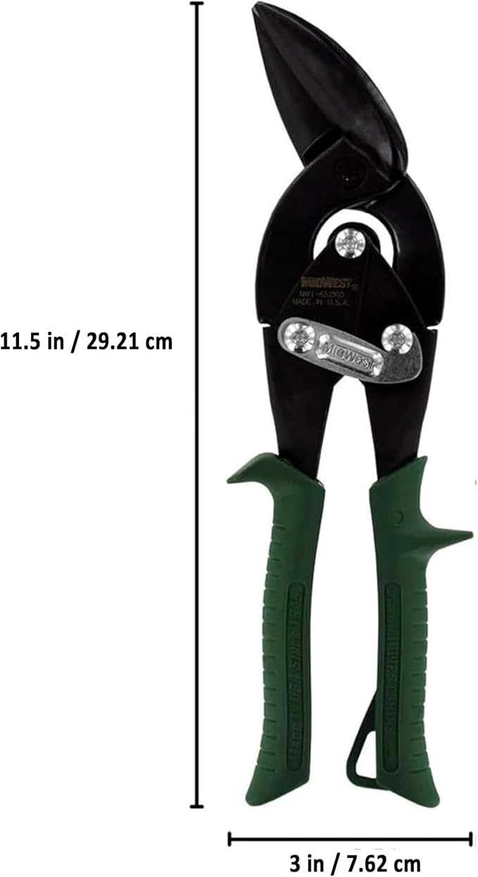 MIDWEST Blackout Series Aviation Snip - Right Cut Offset Tinner Shears, Made in the USA - MWT-6510RO
