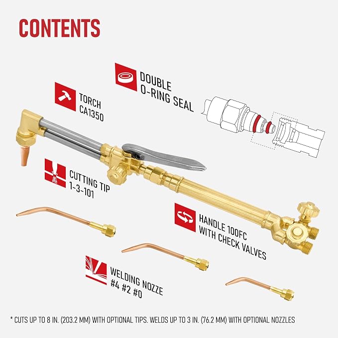 RX WELD Oxy-Fuel Welding and Cutting Torch Kit - Medium Duty Oxy Acetylene Set with 3 Welding Tips (Cylinders Not Included)