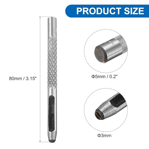 HARFINGTON 2pcs Leather Round Hole Punch, 3mm Hollow Hole Puncher Cutter Carbon Steel Circle Hole Punching Cutting Tool for Belt/DIY Leather Craft