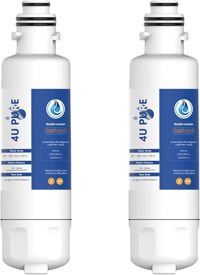 HX2019F-A HX2019FR-A Water Replacement, Compatible With Hisense HRM260N6TSE, HRFD560SW, HRCD585BW, HRFD634BW, HRCD650BW, HRCD586TBWB and Mora MRM260N6TSE, 2 Count