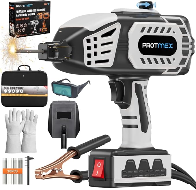 Portable Handheld Welder- 110V Portable Welder Machine IGBT Inverter with 5 Adjustable Currents, 20PCS Rods, ARC Welder Gun Fits 3/32"-1/8" Welding Rods for Home Projects, DIY, Repair