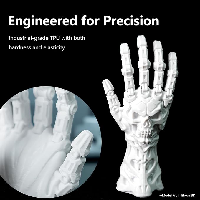 Siraya Tech Flex TPU 64D – High-Performance Elastic 3D Printing Filament, Durable & Wear-Resistant, Easy to Print, ISO 10993 Tested, Ideal for Tough, Durable Abrasion Resistant Parts (White, 1kg)