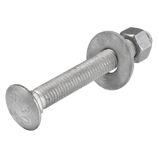3/8" x 3-1/2" (50 Pack) Galvanized Carriage Bolt Kit, Grade 307A, Hot Dip Galvanized for Exterior Use by Makers Bolt
