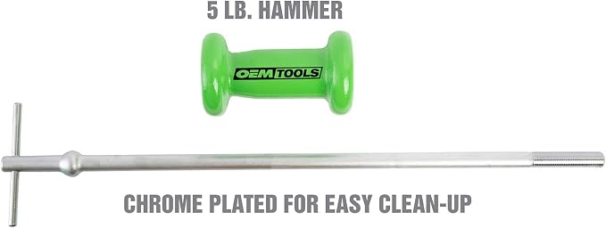 OEMTOOLS 37033 5 Pound Slide Hammer Puller, Heavy Duty Automotive Versatile Use Bearing Hammer, Pull Dents, Remove Bearings and More, Chrome Plated with Carrying Case