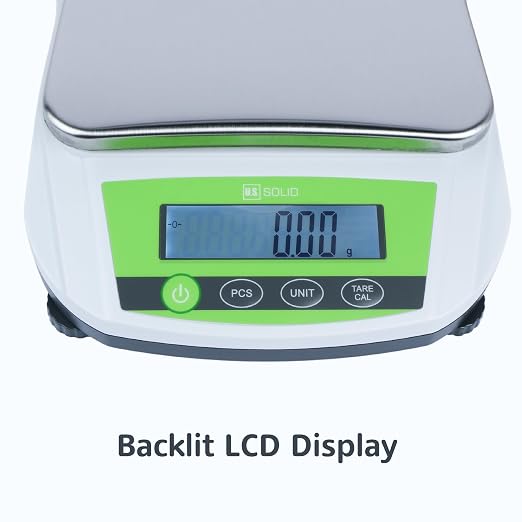 U.S. Solid Precision Balance, 5000g/11lb x 0.01g Digital Lab Scale, 5.6" x 7.6" Rectangular Pan, Piece Counting, 19 Weighing Units, 100-240V AC, Kitchen, Jewelry, Scientific Use