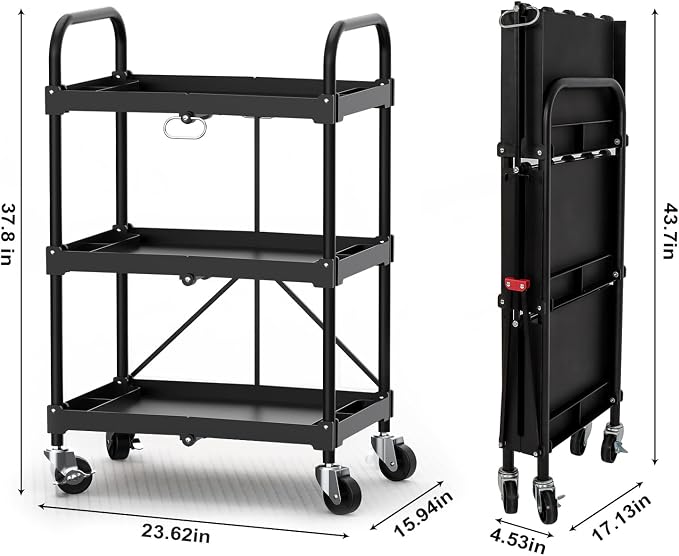 LEADALLWAY Platform Truck Large Size 880lbs 35.8x24x34.3inches Yellow with 2 Rope+Collapsible Service Cart