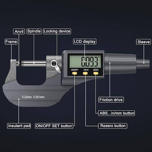 HDLNKAK Dial Test Indicator with Magnetic Base Stand（90lbs /40kg),Digital Outside Micrometer (0-1”/25mm), 0.00005"/0.001mm Precision