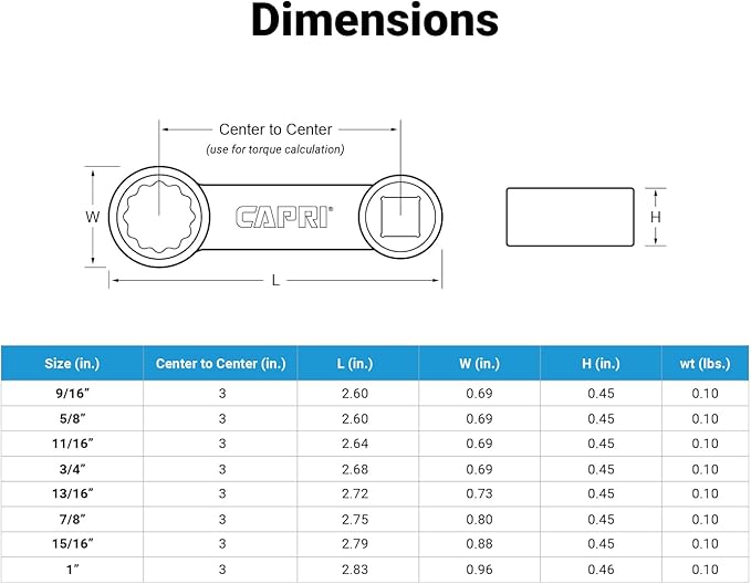 Capri Tools 1/2 in. Drive Torque Adapter Set, 12-Point Box End, 9/16 to 1 in., SAE, 8-Piece with Mechanic's Tray