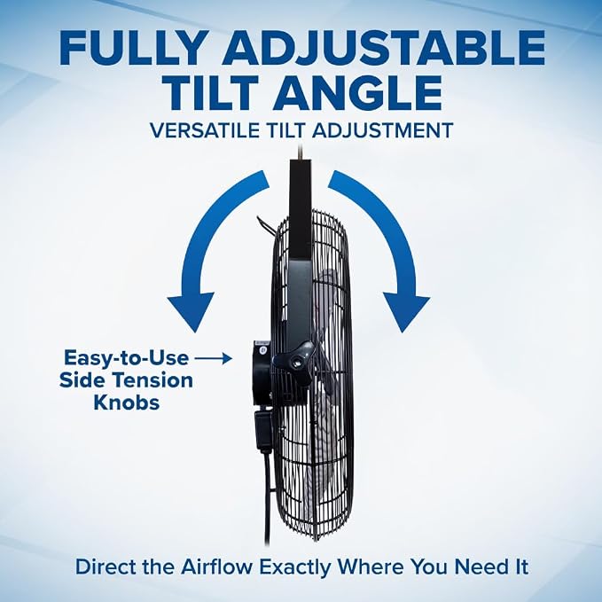 iLiving 18 Inch Wall Mount Fan, 4550 CFM High Velocity Metal Fan with 3 Speeds, Sealed Motor & 360° Tilt, Heavy Duty Wall/Ceiling Mount Fan for Garage, Warehouse, Barn, Greenhouse, Workshop