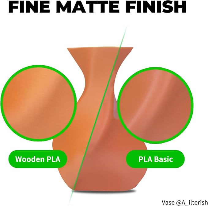 Bamboo PLA Wood 3D Printing Filament for Bambu Lab X1/X1C/P1S/P1P/A1/A1 MINI/AMS 1KG (2.2lbs), Real Wood Texture, Matte Finish, and RFID with Spool +/- 0.03mm (Classic Birch 13505)
