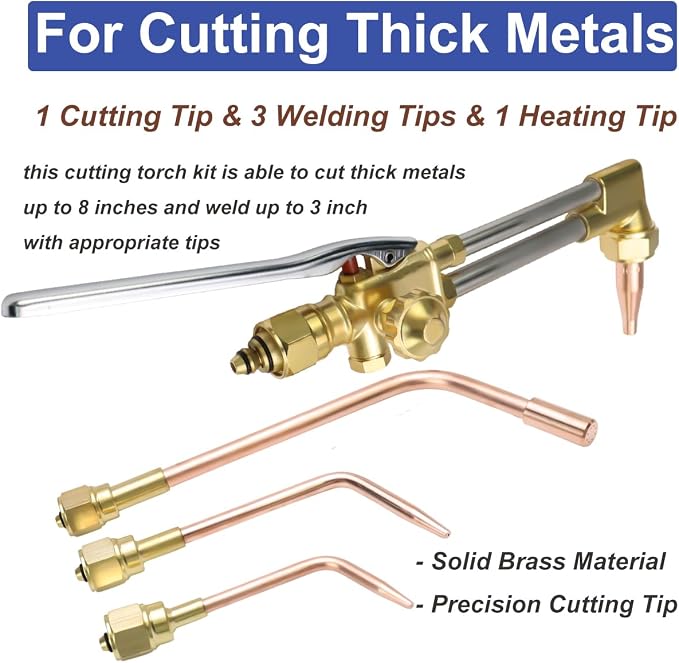 Heavy Duty Cutting Torch Set Oxy Acetylene Torch Kit,Portable Gas Cutting Torch and Welding Kit with Acetylene Oxygen Gas Regulator Welding Hose Welding Glasses (23576#)