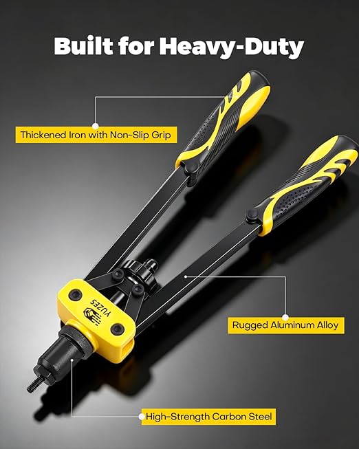 YUZES Rivet Nut Tool Kit, 14" Rivnut Tool with 11 Metric & SAE Mandrels, 175Pcs Rivet Nuts Kit, Professional Nutsert Tool Kit forAuto Mods, RV/Van Conversion & Metal Fabrication, Rugged BMC Case