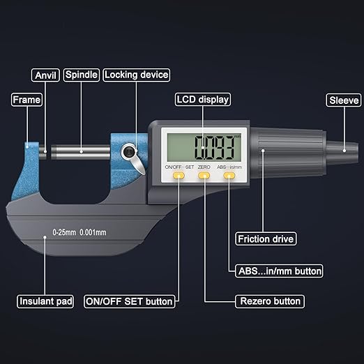 HDLNKAK Dial Test Indicator with Magnetic Base Stand（90lbs /40kg), 0-0.03"x0.0005" Test Indicator, Digital Micrometer, Outside Micrometer Precision Measuring Tool.