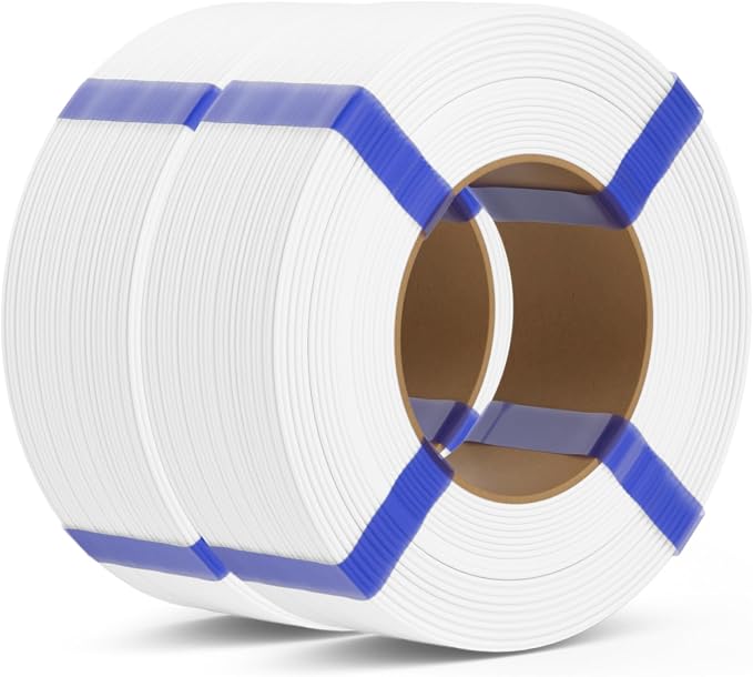 PLA Basic Refill Filament 1.75mm, No Spool 3D Printer Filament, Dimensional Accuracy +/- 0.02mm, Fits for Most FDM 3D Printers, 2KG White
